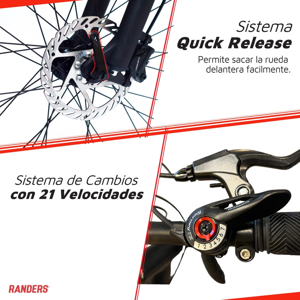 Bicicleta Randers montaña 21V R29 rosa S
