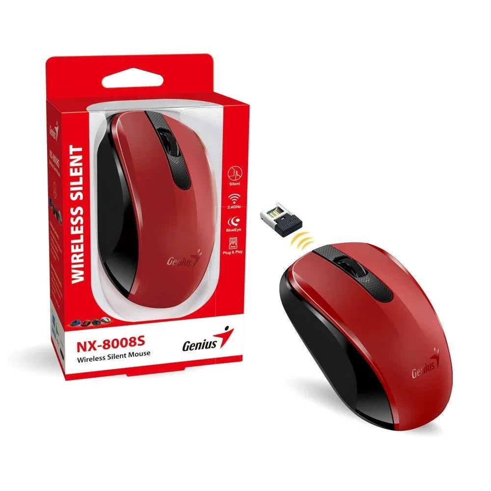 Mouse Genius NX-8008S inalámbrico silencioso rojo - Tecatech-uy