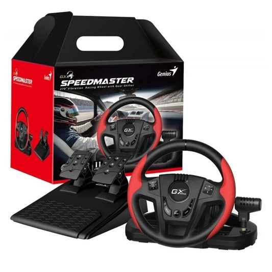 Volante Genius SpeedMaster con vibracion, pedales y cambios - Tecatech-uy