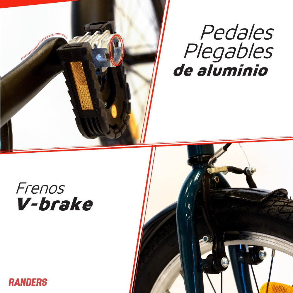 Bicicleta plegable 7 velocidades rodado 20 negro