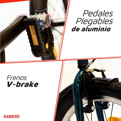 Bicicleta plegable 7 velocidades rodado 20 negro