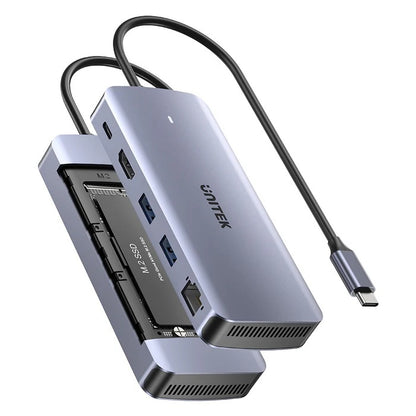 HUB USB-C Unitek 6 en 1 10Gbps con slot M.2