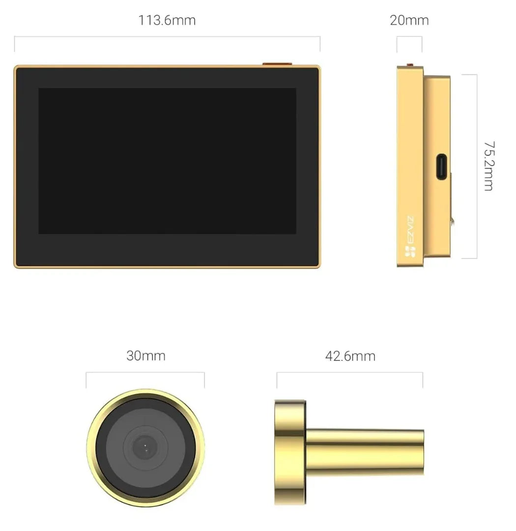 Mirilla smart Ezviz CS-HP2 (2MP) Golden - Tecatech-uy