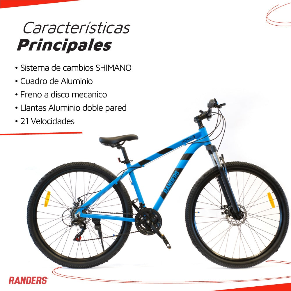Bicicleta Randers montaña 21V R29 azul con negro M