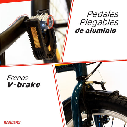 Bicicleta plegable 7 velocidades rodado 20 azul
