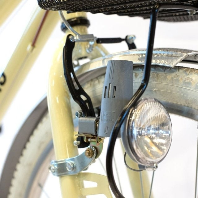 Bicicleta de paseo aluminio c/canasto R26 7V crema