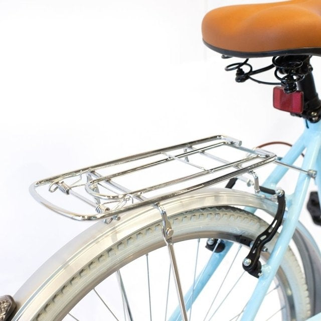 Bicicleta de paseo aluminio c/canasto R26 7V celeste