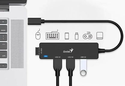 Hub Genius USB-C a 4 USB-A 3.0 - Tecatech-uy