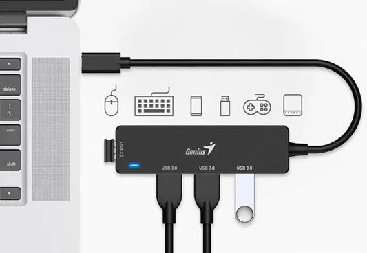 Hub Genius USB-C a 4 USB-A 3.0 - Tecatech-uy