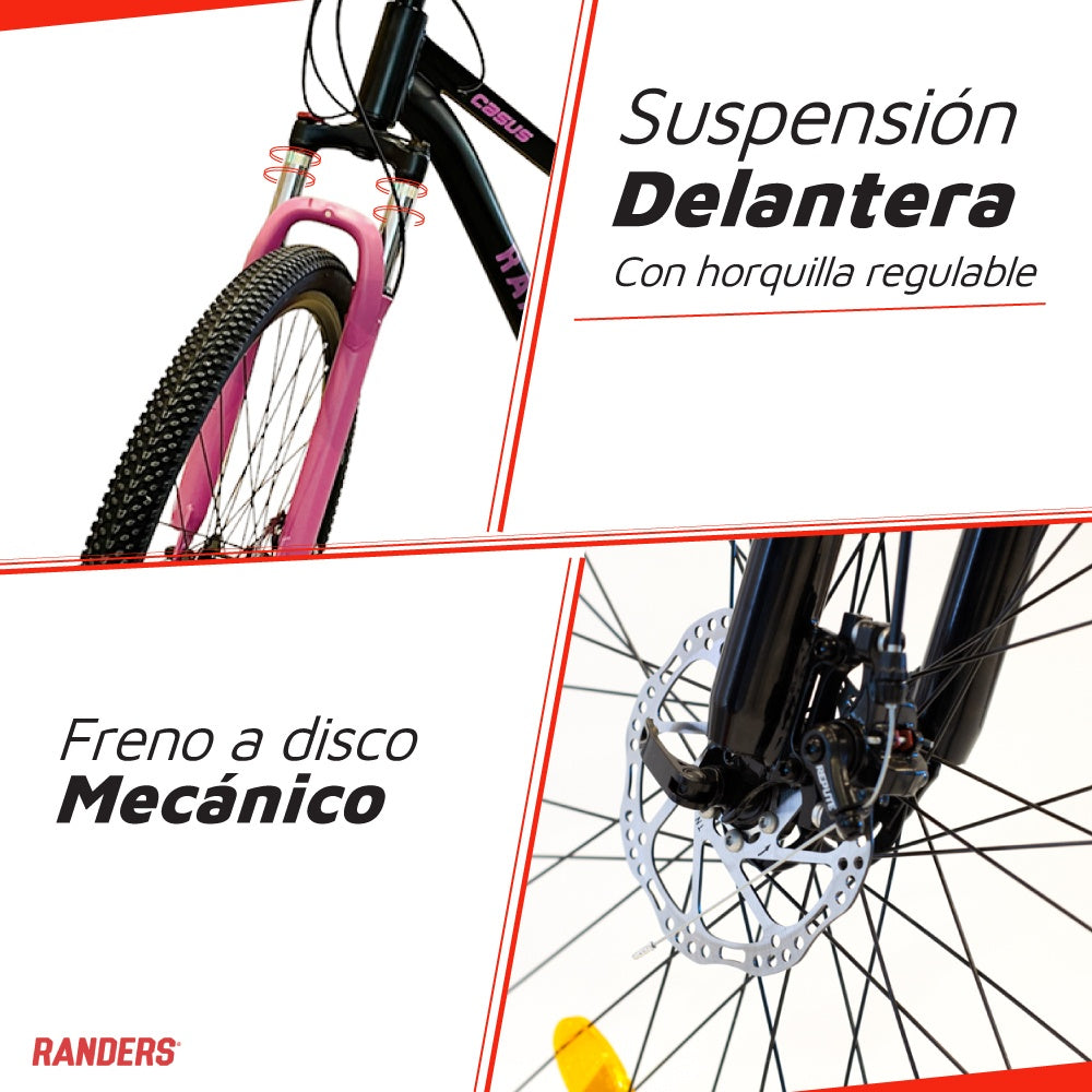 Bicicleta Randers montaña 21V R29 rosa S