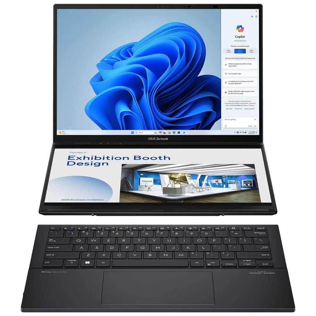 Notebook Asus Zenbook Duo Core Ultra 7 4.8Ghz, 16GB, 1TB SSD, DUAL 14'' WUXGA Oled Touch - Tecatech-uy