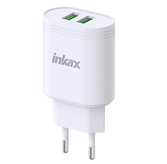 Cargador Inkax 2xUSB-A 12W 2.4A blanco
