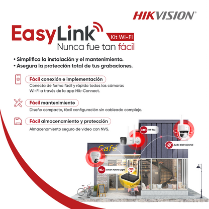 Hikvision Easy Link Wi-Fi Kit NVS + 2 camaras 2MP