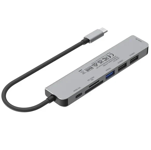 HUB USB-C Unitek 7 en 1 5Gbps con PD 100w - Tecatech-uy