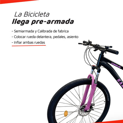Bicicleta Randers montaña 21V R29 rosa S