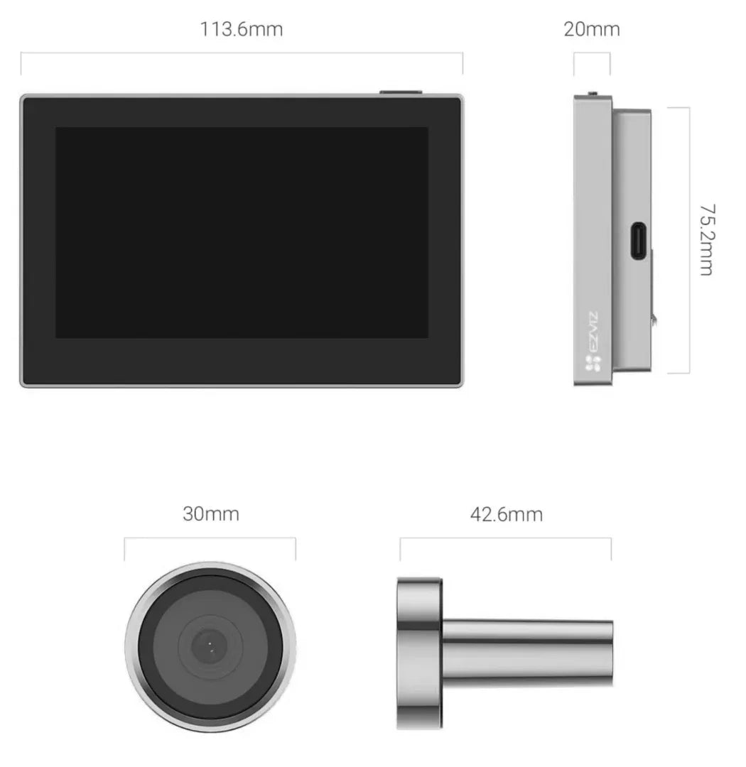 Mirilla smart Ezviz CS-HP2 (2MP) Silver - Tecatech-uy