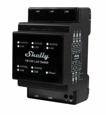 Switch LAN Shelly 5 puertos RJ-45 DIN