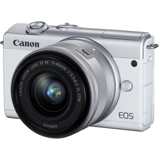 Camara Canon M200 Mirrorless lente 15-45mm blanca