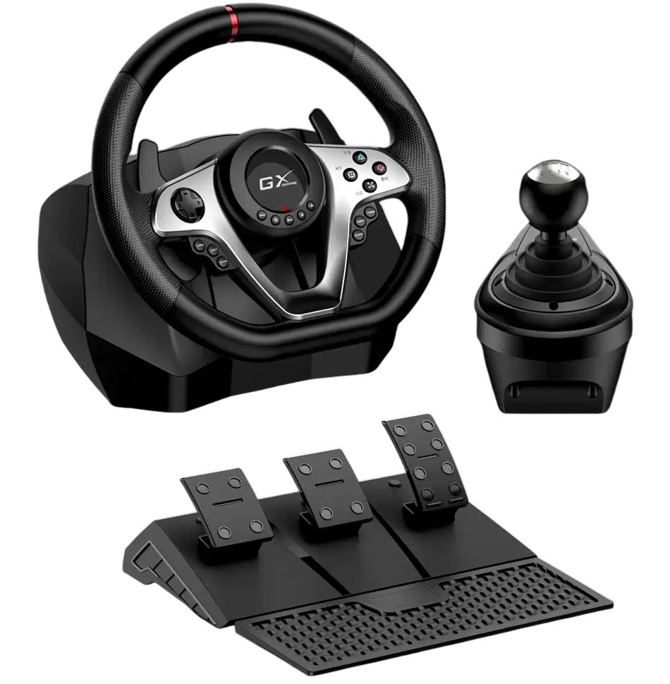 Volante Genius SpeedMaster X1 con vibracion, pedales y cambios