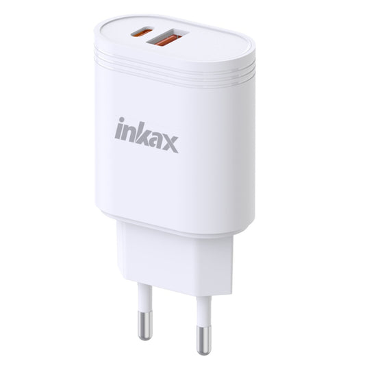Cargador Inkax USB-A+C 20W blanco