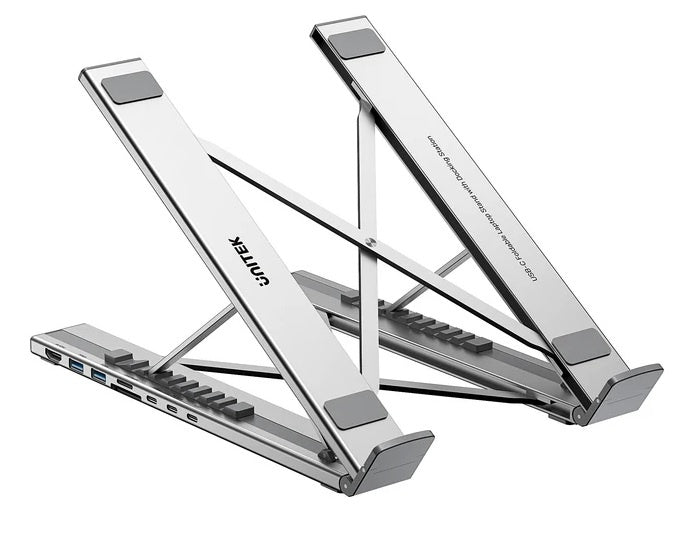 Soporte y HUB Unitek para Notebook aluminio plegable