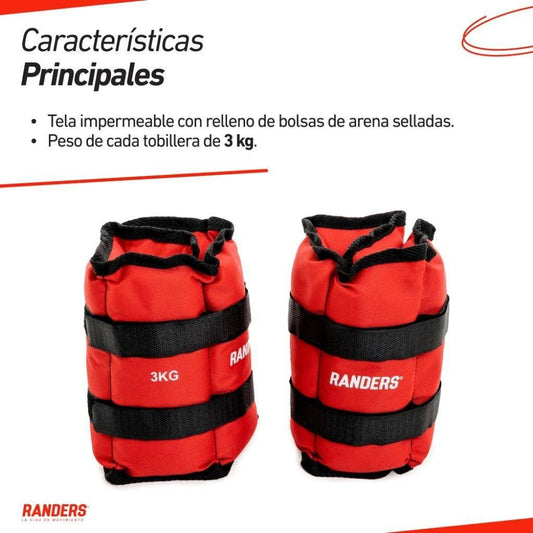 Par de Tobipesas 3Kg Rojo Randers