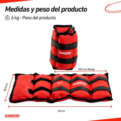 Par de Tobipesas 3Kg Rojo Randers